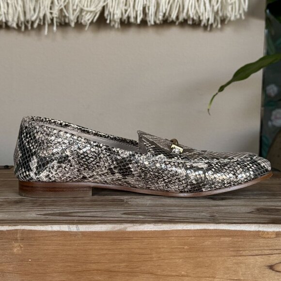 Sam Edelman Lior Gray Leather Light Tan Metallic Sheen Python Snake Print Size 7 - Picture 8 of 12